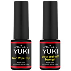 YUKI Non Wipe Top Gel R+Quick Soak Off Base Gel R組, 單色, 1組