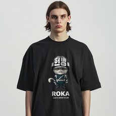 원헌드레드퍼센트 JS.LEE 아머캣 no.2 세미오버 반팔 티셔츠