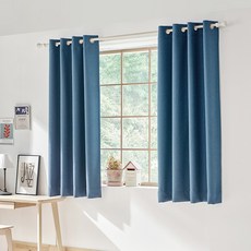 DECOZIO Daily 窗戶型穿環式遮光窗簾 2入, 都會藍