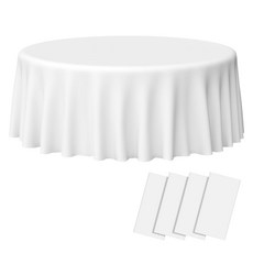 Modernat 一次性素色PEVA圓形桌布 白色 213cm, 4個, 1入