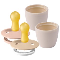 BIBS 컬러 고무 쪽쪽이 2종 + 화분캡 2p 세트, 2단계(6~18개월), 블러쉬 + 바닐라나이트 + 아이보리, 2세트