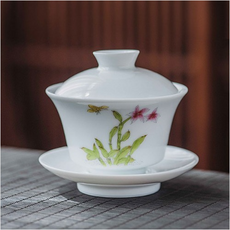 慶德鎭 砚背 新采 難花 開碗, 1個, 白+綠+粉+黃