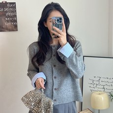 2'nd Pink 女款襯衫袖口羊毛混紡針織開襟衫 #W240818