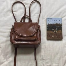 PEONIST 女用圓形迷你後揹包, 棕色