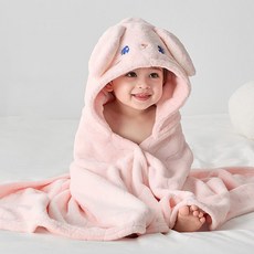 JOYMULTI MK 兒童蓬鬆動物沙灘連帽浴袍浴巾, 1個, 粉紅色