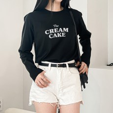 험블스튜디오 여성용 통기성 크림케익 레터링 코튼 긴팔 티셔츠 FF_431