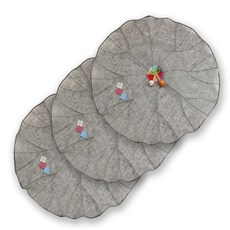 happytool 苧麻拼布食物罩 灰色, 3個