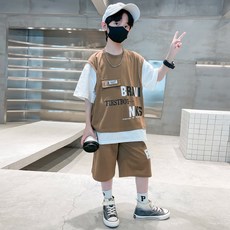 스타빈 남아용 레이어드 반팔 반바지 세트