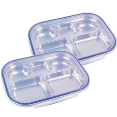 베이직 스텐 식판도시락 세트, 네이비, 식판 도시락 + 뚜껑, 1개