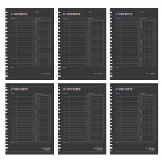 Morning Glory 線圈裝訂學習用筆記本 6入, 黑色, 1組