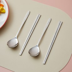 Modern House 兒童小熊愛心湯匙筷子2件組, 1組, 2便士勺+2便士筷子, 單色