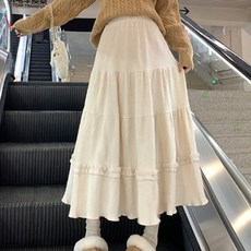 PEONIST 鬆緊腰喇叭蛋糕長裙