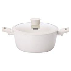키친플라워 인덕션 쿠킨 올리오 세라믹 양수냄비, 아이보리, 1개, 24cm