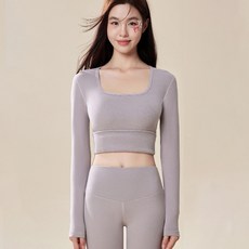 Cove女性用方領高腰刷毛保暖發熱內衣套裝