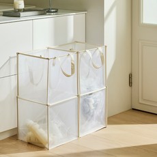 HANSSEM 尼龍網眼彈出式洗衣籃, 白色 + 米色