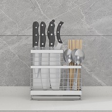 shinhungclass 不鏽鋼刀架餐具筒, 銀, 1個