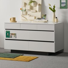 도모디자인 카르테 와이드 3단 서랍장 1200 방문설치, 화이트, 7개