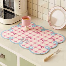 아메리칸로드 웨이브 리본 체크감성 홈데코 식탁매트 HR2748, 핑크, 2개, 40 x 30 cm