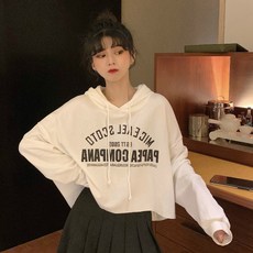 PEONIST 寬鬆微短版簡約連帽T恤