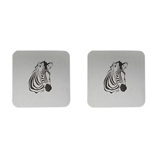 手繪字母不鏽鋼北歐風方形杯墊 2入, zebra, 2個