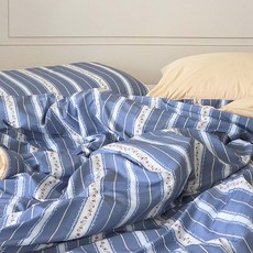 러움 슬립모먼트 로즈베일리 고밀도 사계절 이불커버, 빈티지 블루