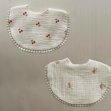 HARAROI 幼兒用圓點圍巾圍兜 2件組