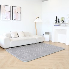 맘앤마음 논슬립 PVC 쿠션매트, 헤링본그레이