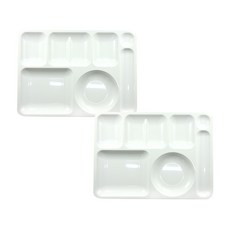 午餐餐具型白色餐盤 2入, 白色