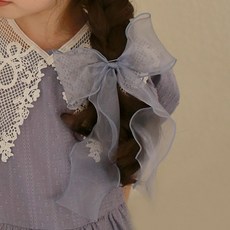 럭키밤비네 여아용 샤베트 투명오간자 리본집게핀