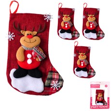 PARTYSHOW 聖誕裝飾襪 小型魯道夫 4入, 混合顏色, 4個