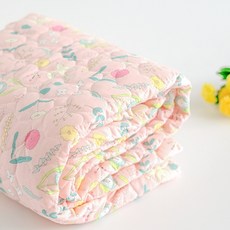 Lily Fabric 家居時尚 野櫻莓包包 愛心花朵印花 絎縫布料, 1個, 粉紅色