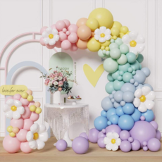 Marybelle 婚禮派對用品 拍攝道具 馬卡龍雛菊氣球 派對拍照區套組, 混色, 1套