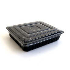 長方形邊盤容器黑色 23195 + 蓋子套組 LB014-B 230 x 190 x 50 mm, 200組