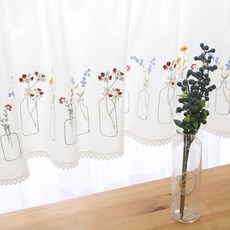 Fleur刺繡蕾絲短窗簾, 米白色