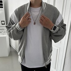 Meositta 男款肩部麂皮拼接棒球外套