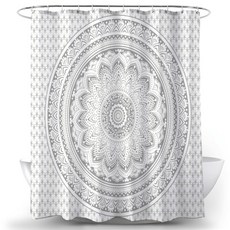 曼陀羅防水浴簾 TYPE18 165 x 180 cm, 灰色, 1個, 灰色系