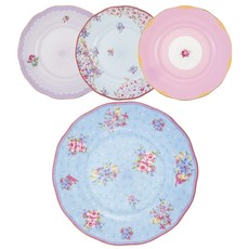 Royal Albert 皇家亞伯特 Candy Mix 糖果系列 20公分盤子4入組, 1組, 4個骨瓷餐盤, 多色