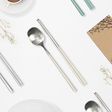 RAONNURI Reve 彩色湯匙筷子組, 湯匙 + 筷子, 象牙白, 1套