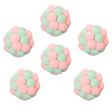 Petsmon 貓咪發聲毛絨球 6入, 1組, 粉色 薄荷綠