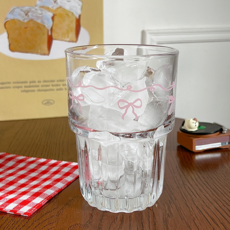 굿무드 핑크리본 라떼컵 380ml, 투명, 1개