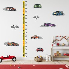 Alleophom 賽車身高尺壁貼 2入, 單一顏色