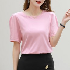 모네타 여성용 루즈핏 숄더 퍼프 반팔 티셔츠