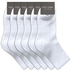 COZY LABEL 男款運動網眼雙層氣墊中筒襪 6雙, 白色