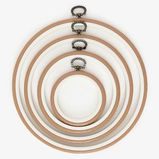 HAPPY BEARS 基本款圓形絲線相框 4件組, 1組, 天然