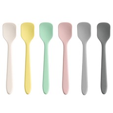 Easy Sili 矽膠嬰兒副食品優格湯匙, 6支, 米白色 + 淡黃色 + 薄荷綠 + 淡粉色 + 淺灰色 + 深灰色