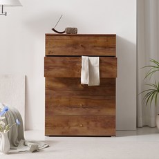 코넬 폭넓은 서랍장 방문설치, 내츄럴우드, 5단