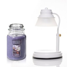 양키캔들 라지 623g + 타이머 캔들워머 세트, 라벤더바닐라, 화이트