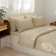 Yesbedding 柔軟水洗奈米纖維素色絎縫四季被, 杏仁色