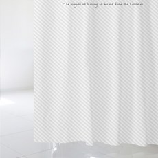 北歐風格浴簾 sc583 L號+塑膠掛鉤 12入+窗簾桿, 1套