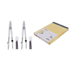 deLi 數學工具法律墊打孔有線文件便簽B5黃色5p+合金羅盤銀色2p套組8607, 1套